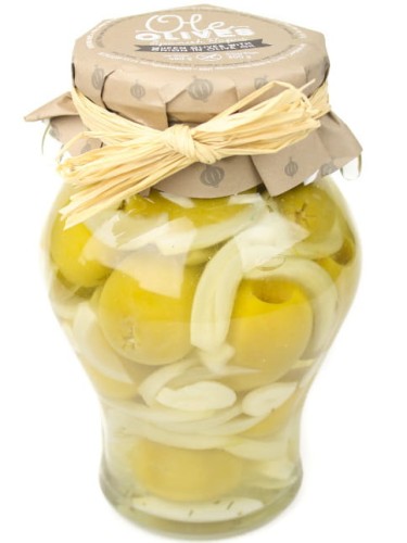 Oliwki Ole Olives Gordal z Cebulą i Czosnkiem 580 g.jpg
